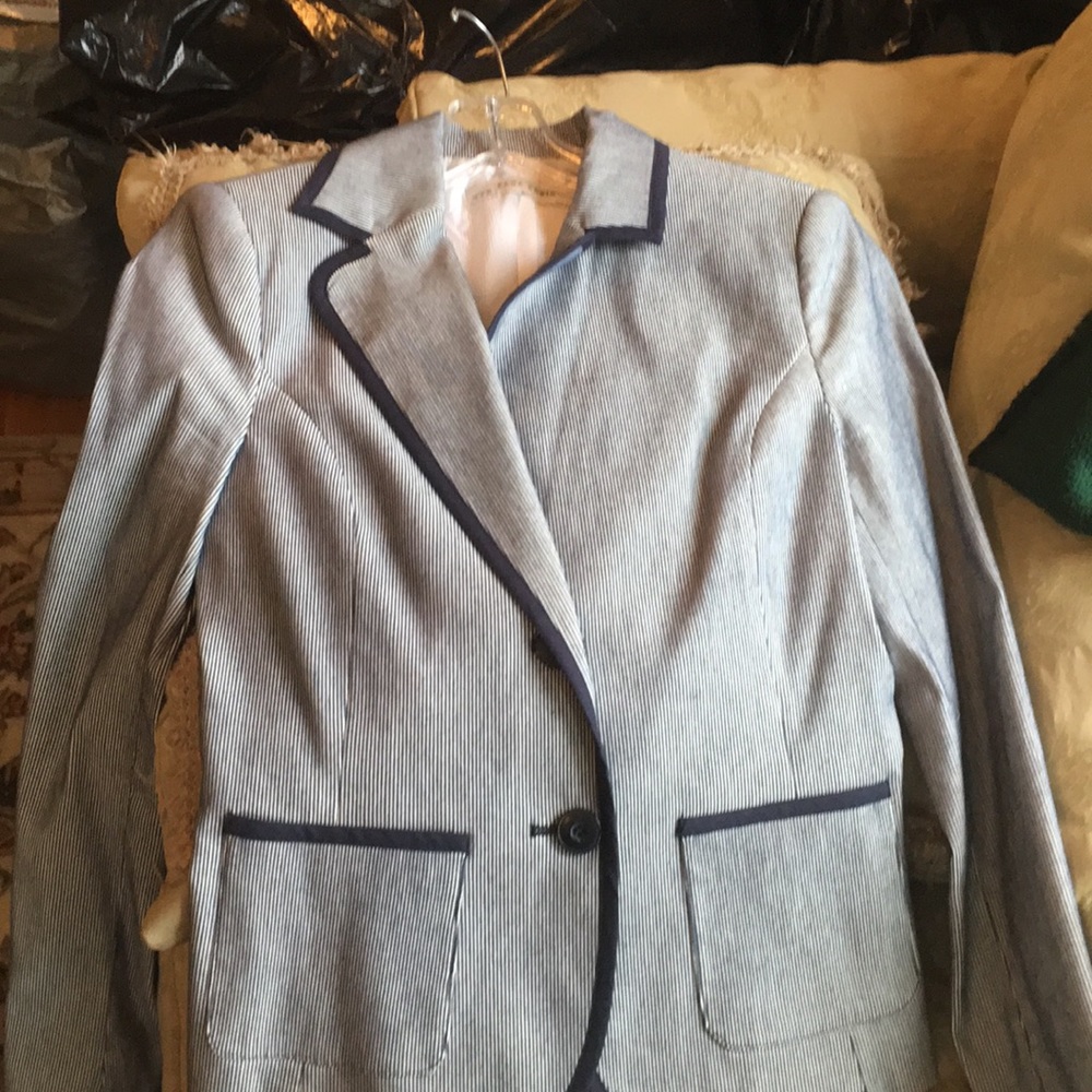 Zara Blue and white stripe blazer